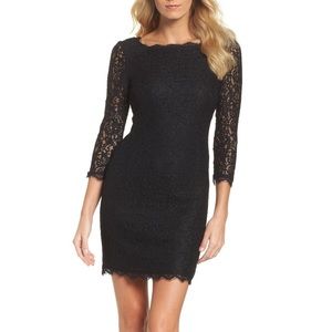 Adrianna Pappell Lace Navy Sheath Dress